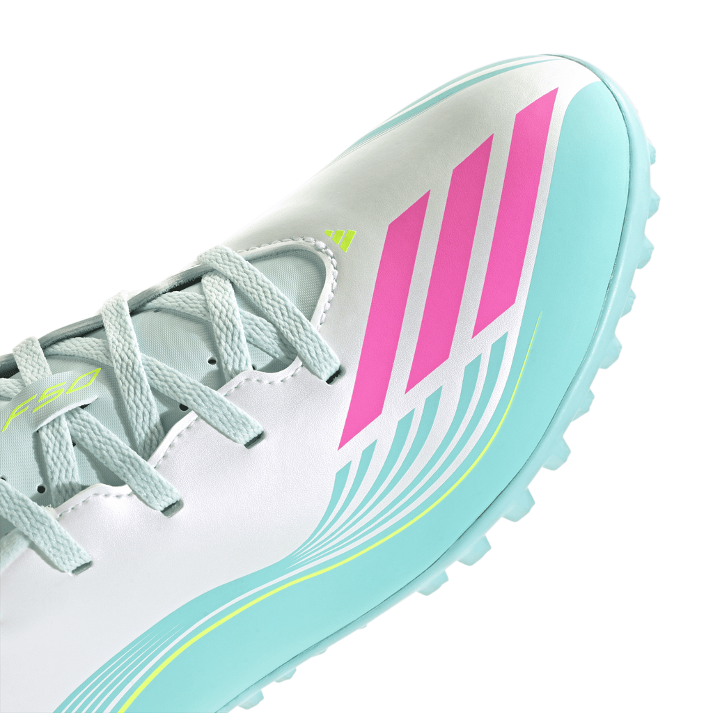 2026 New Arrival adidas F50 Messi Club TF Turf Men's Soccer Cleats - White/Pink/Aqua wholesalehk.shop