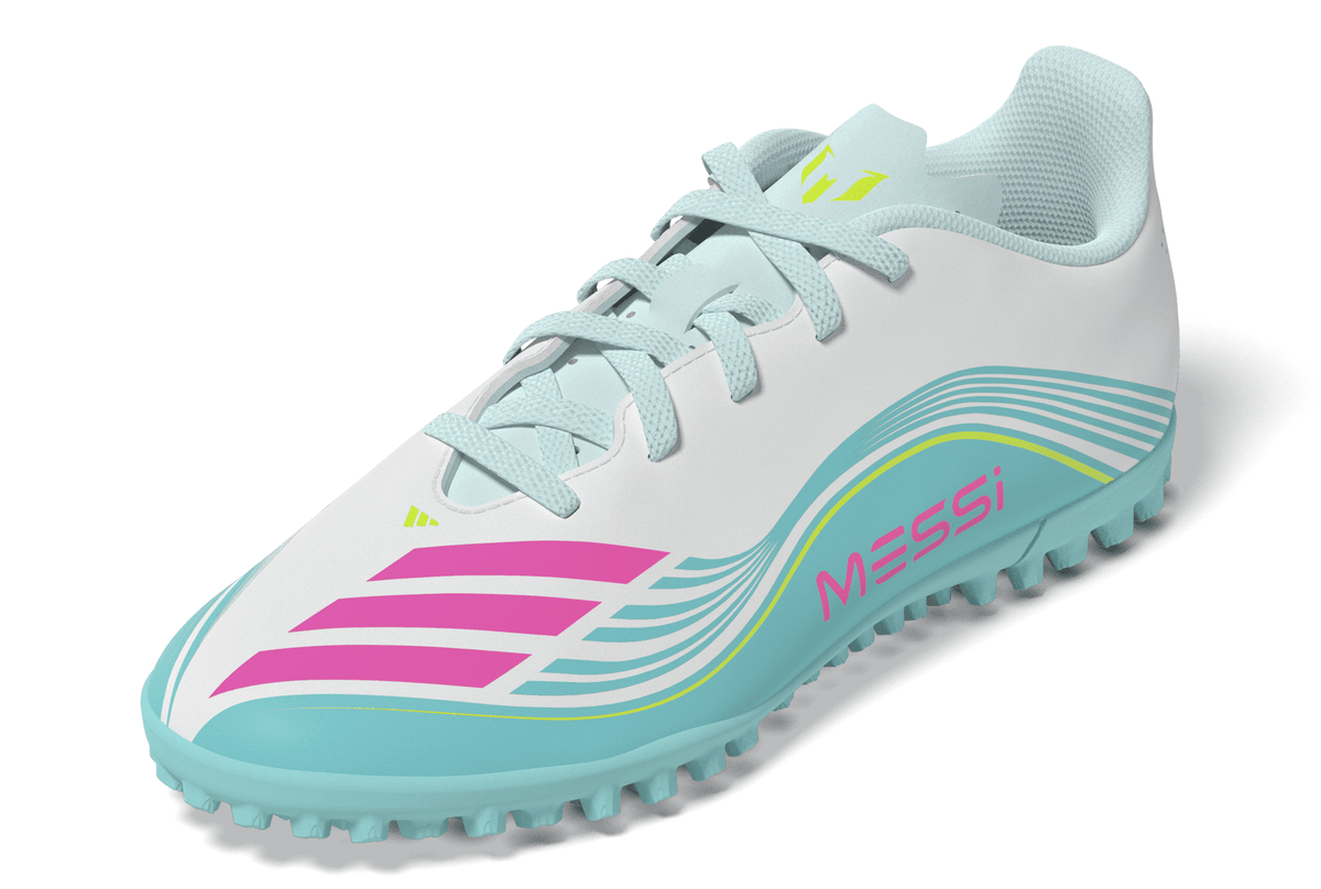 2026 New Arrival adidas F50 Messi Club TF Turf Youth Soccer Cleats - White/Pink/Aqua wholesalehk.shop