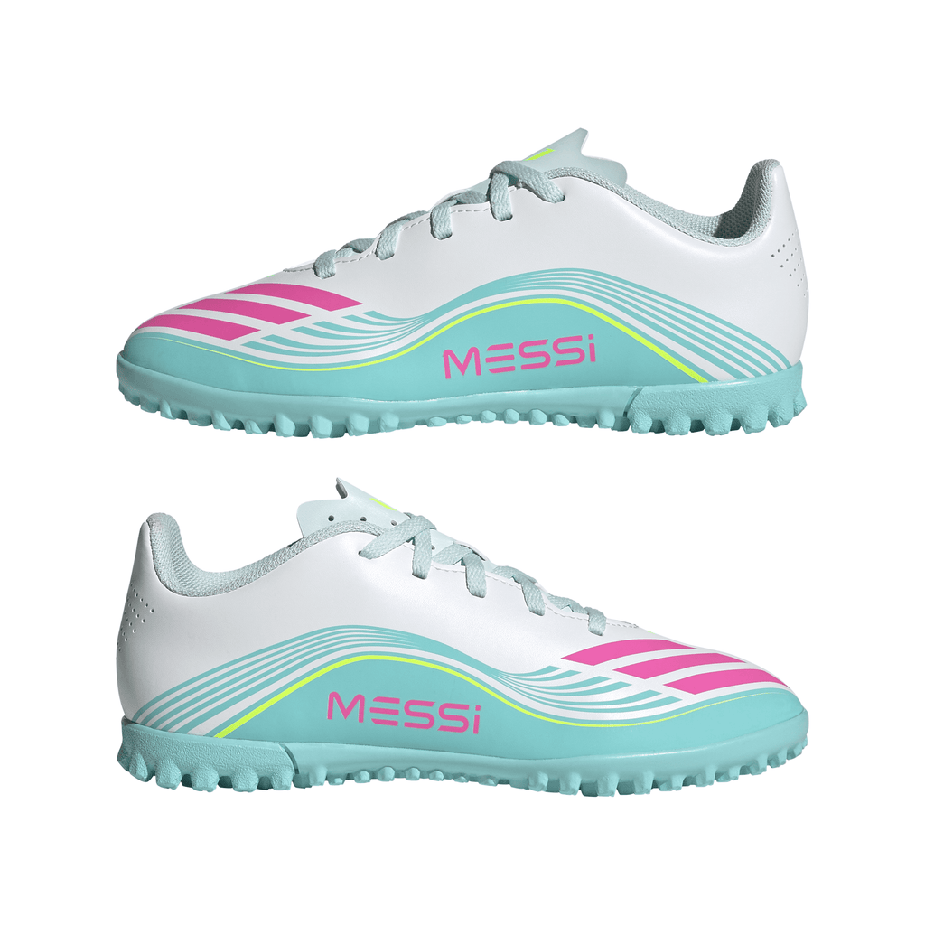 2026 New Arrival adidas F50 Messi Club TF Turf Youth Soccer Cleats - White/Pink/Aqua wholesalehk.shop