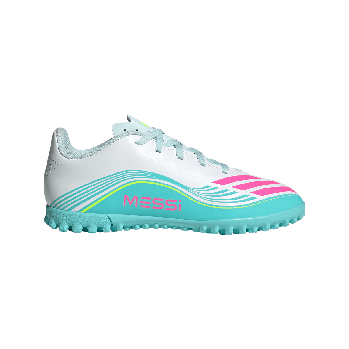 2026 New Arrival adidas F50 Messi Club TF Turf Youth Soccer Cleats - White/Pink/Aqua wholesalehk.shop