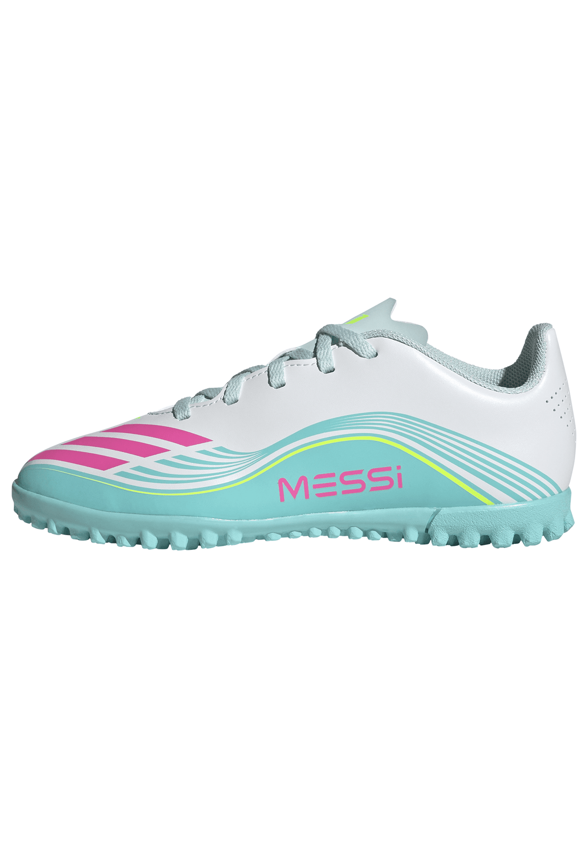 2026 New Arrival adidas F50 Messi Club TF Turf Youth Soccer Cleats - White/Pink/Aqua wholesalehk.shop