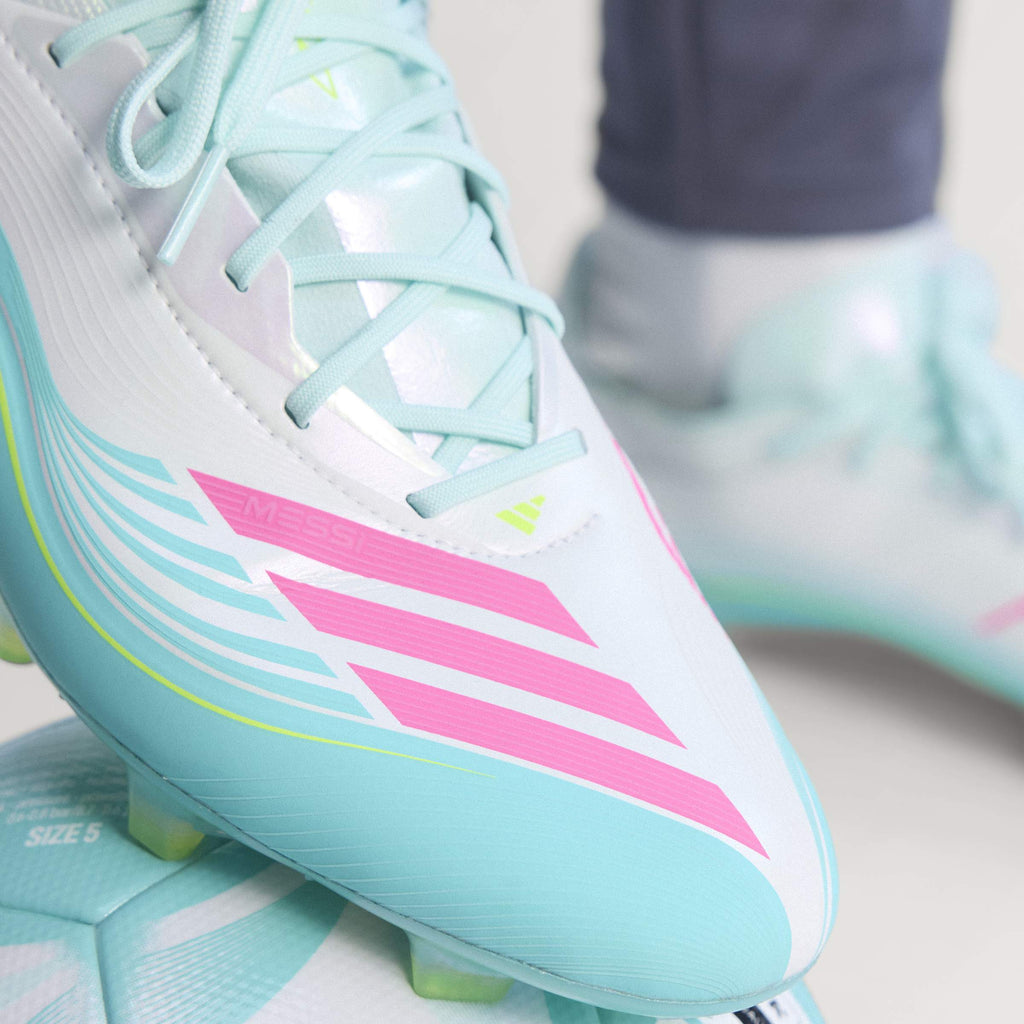 2026 New Arrival adidas F50 Messi Elite FG Firm Ground Men's Soccer Cleats - White/Pink/Aqua wholesalehk.shop