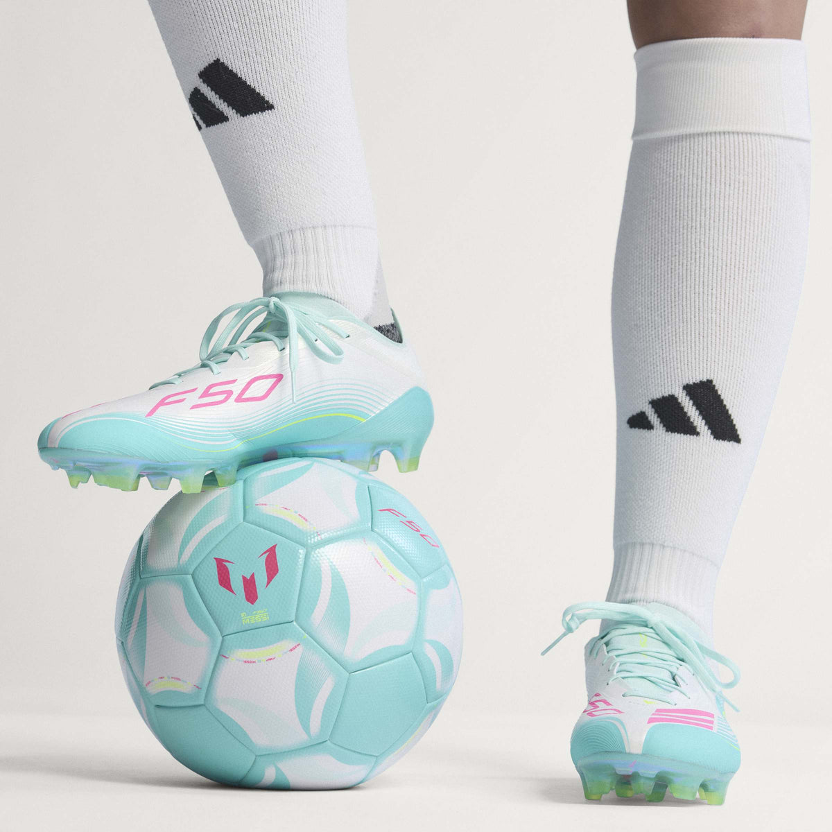 2026 New Arrival adidas F50 Messi Elite FG Firm Ground Men's Soccer Cleats - White/Pink/Aqua wholesalehk.shop