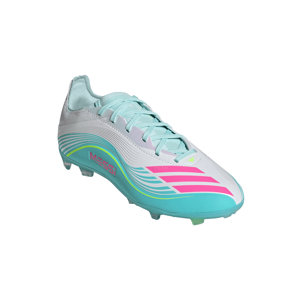 2026 New Arrival adidas F50 Messi Elite FG Firm Ground Youth Soccer Cleats - White/Pink/Aqua wholesalehk.shop