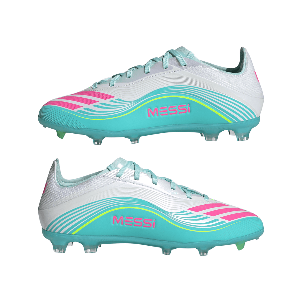 2026 New Arrival adidas F50 Messi Elite FG Firm Ground Youth Soccer Cleats - White/Pink/Aqua wholesalehk.shop