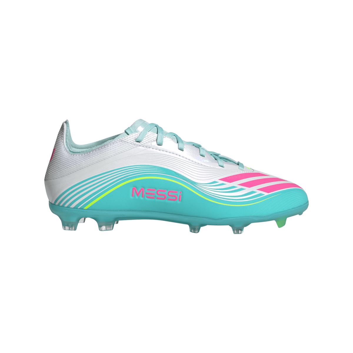 2026 New Arrival adidas F50 Messi Elite FG Firm Ground Youth Soccer Cleats - White/Pink/Aqua wholesalehk.shop