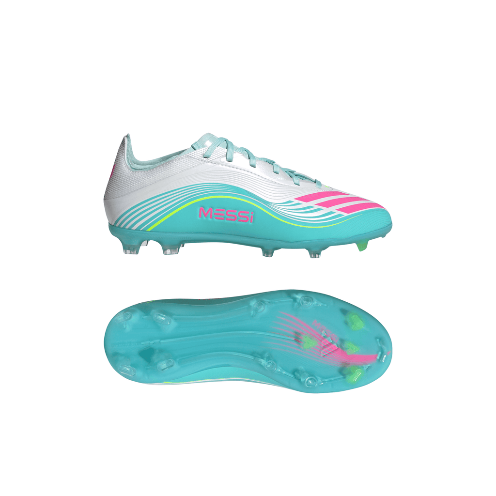2026 New Arrival adidas F50 Messi Elite FG Firm Ground Youth Soccer Cleats - White/Pink/Aqua wholesalehk.shop