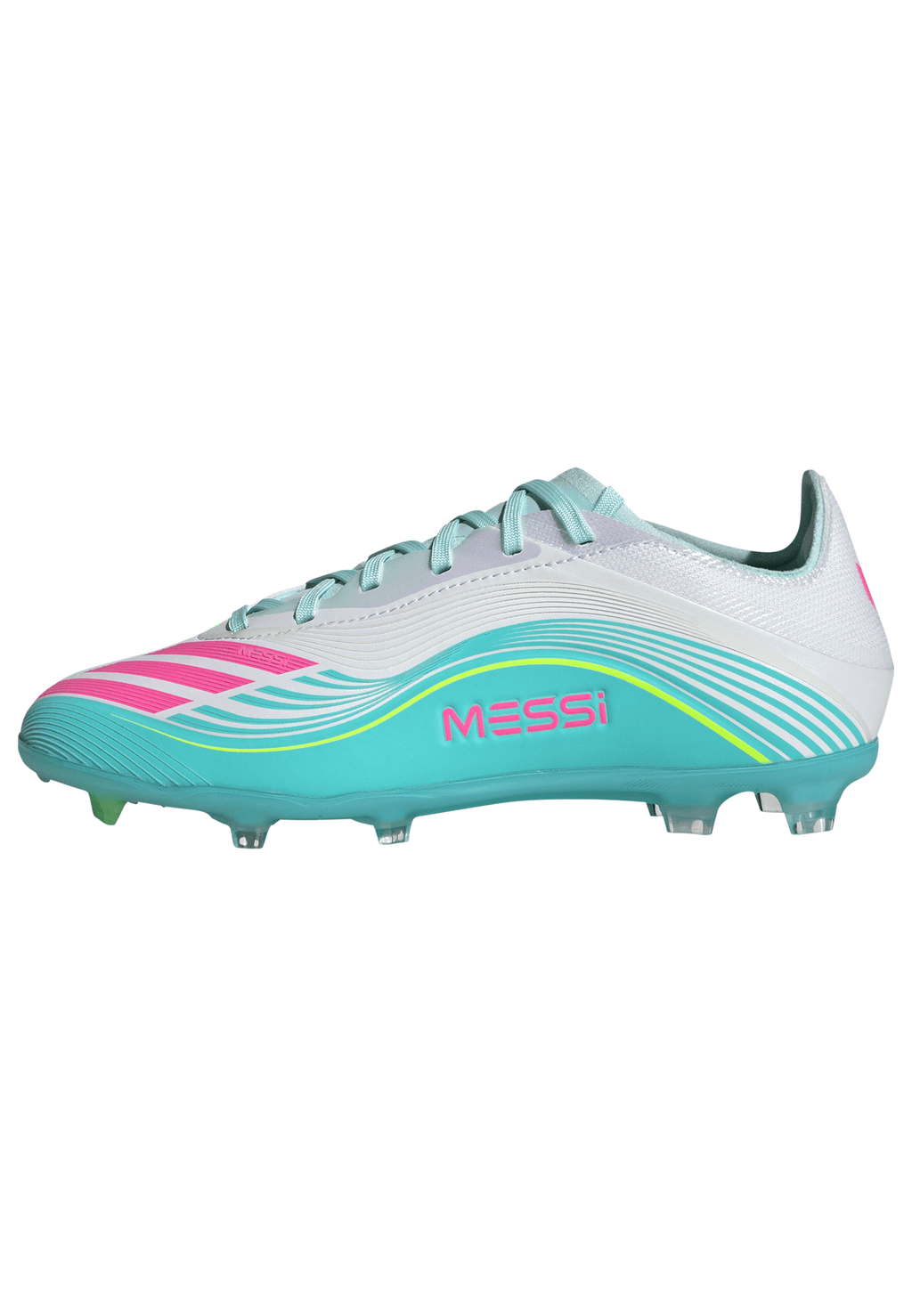 2026 New Arrival adidas F50 Messi Elite FG Firm Ground Youth Soccer Cleats - White/Pink/Aqua wholesalehk.shop