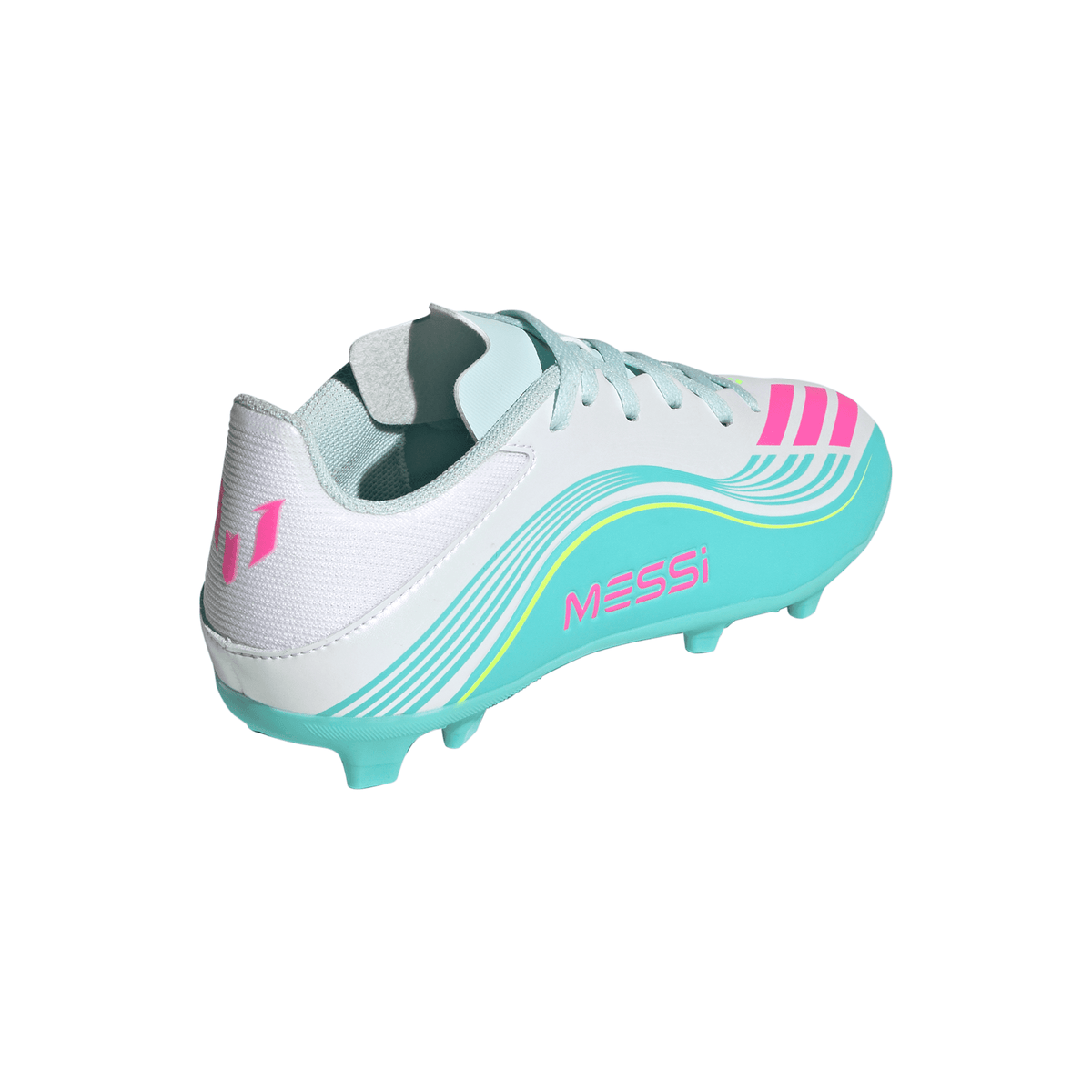 2026 New Arrival adidas F50 Messi League FG/MG Firm Ground /Multi Ground Youth Soccer Cleats - White/Pink/Aqua wholesalehk.shop