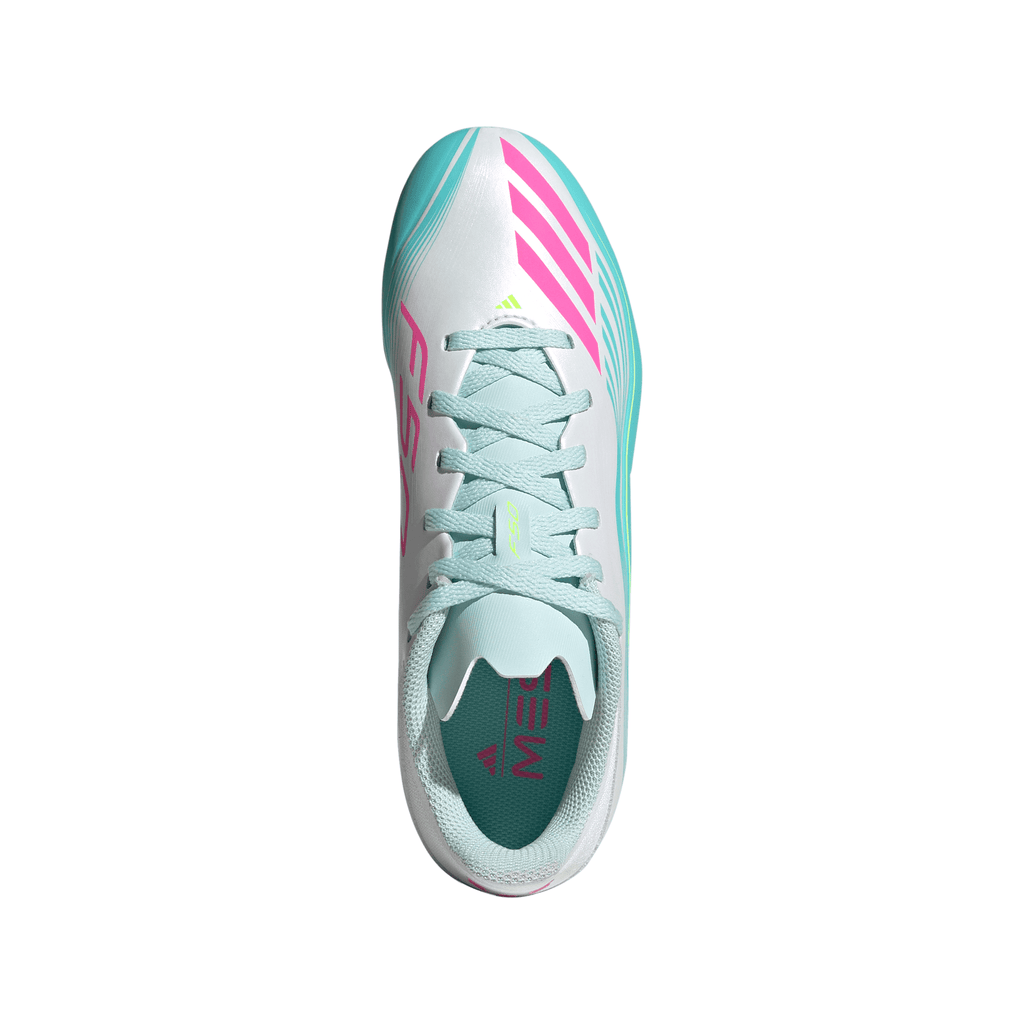 2026 New Arrival adidas F50 Messi League FG/MG Firm Ground /Multi Ground Youth Soccer Cleats - White/Pink/Aqua wholesalehk.shop