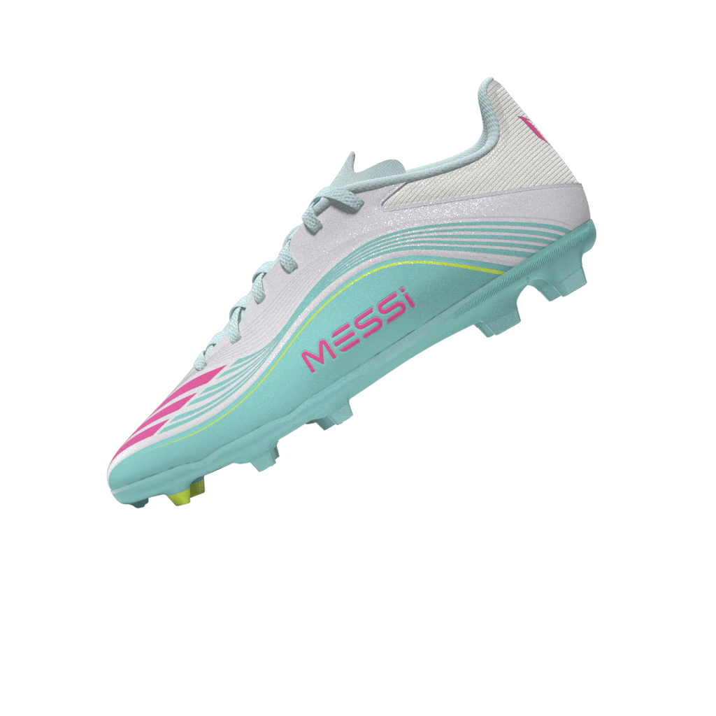 2026 New Arrival adidas F50 Messi League FG/MG Firm Ground /Multi Ground Youth Soccer Cleats - White/Pink/Aqua wholesalehk.shop