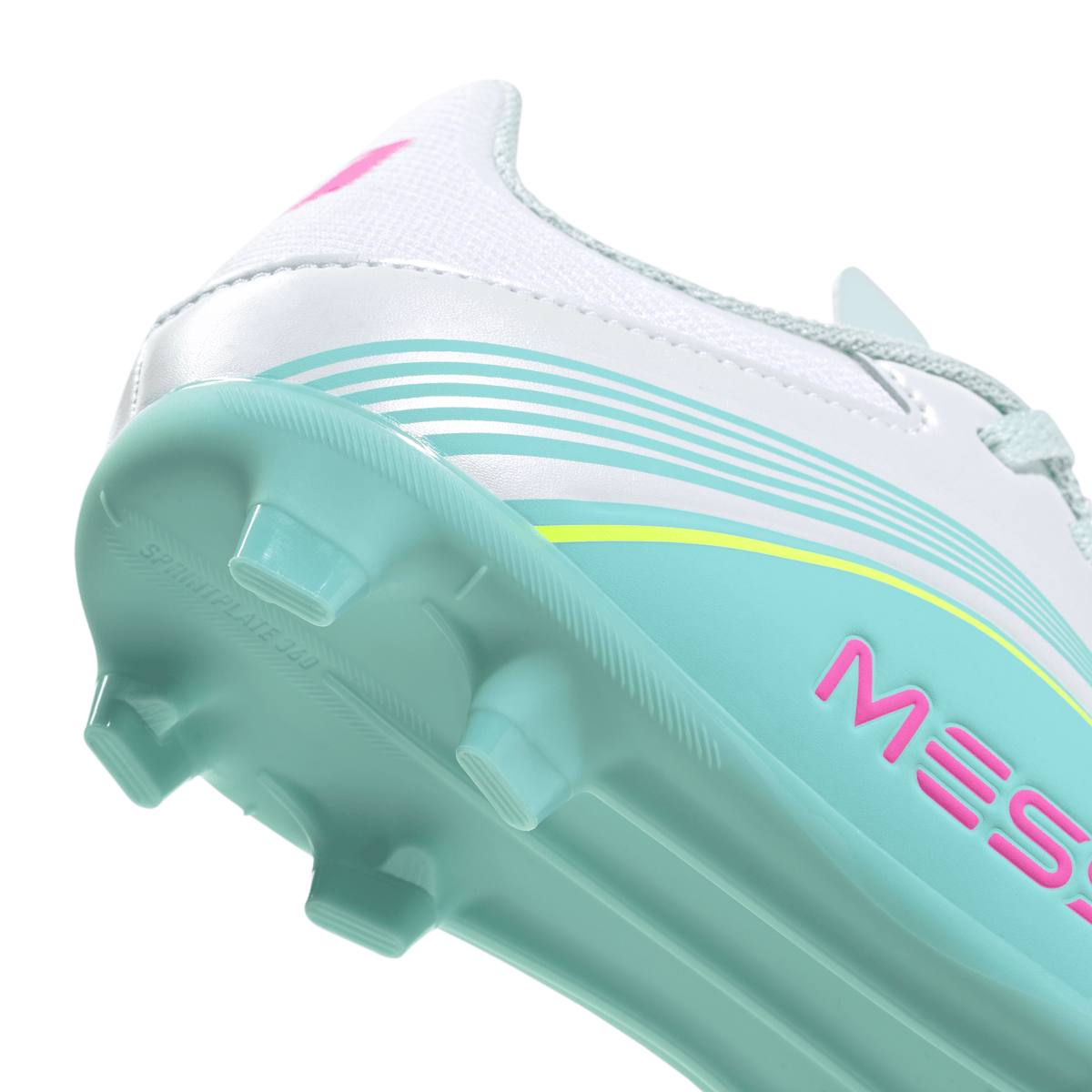 2026 New Arrival adidas F50 Messi League FG/MG Firm Ground /Multi Ground Youth Soccer Cleats - White/Pink/Aqua wholesalehk.shop