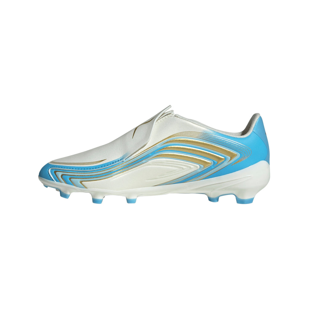 2026 New Arrival adidas F50 Messi League Laceless FG Firm Ground Youth Soccer Cleats - Ivory/Blue wholesalehk.shop