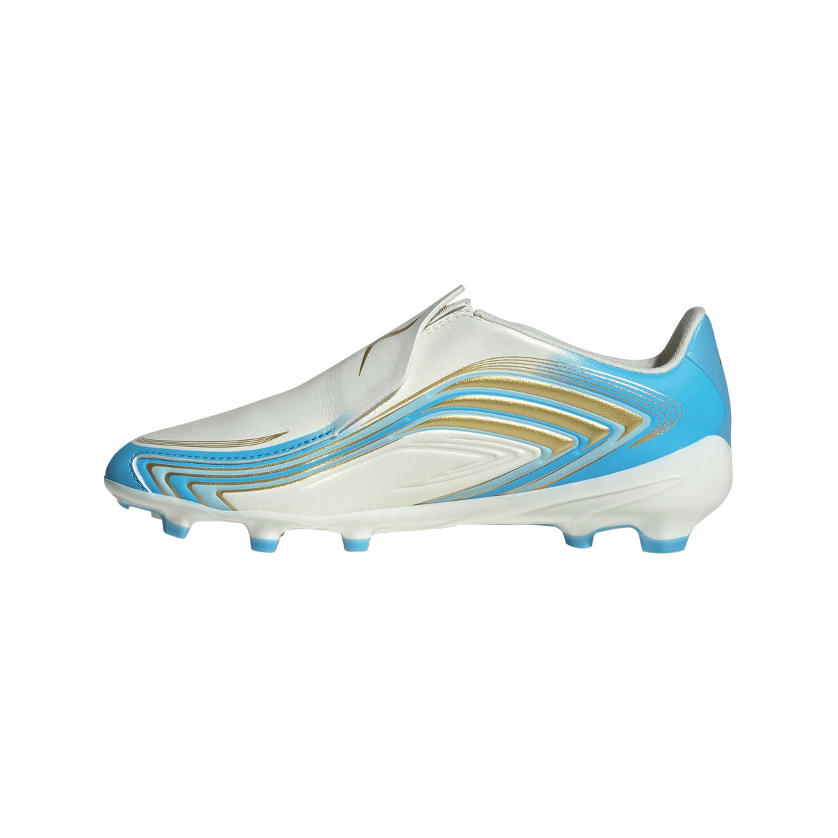 2026 New Arrival adidas F50 Messi League Laceless FG Firm Ground Youth Soccer Cleats - Ivory/Blue wholesalehk.shop