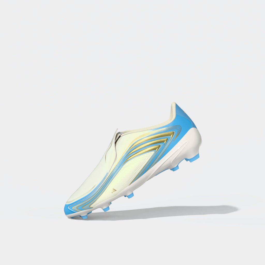 2026 New Arrival adidas F50 Messi League Laceless FG Firm Ground Youth Soccer Cleats - Ivory/Blue wholesalehk.shop