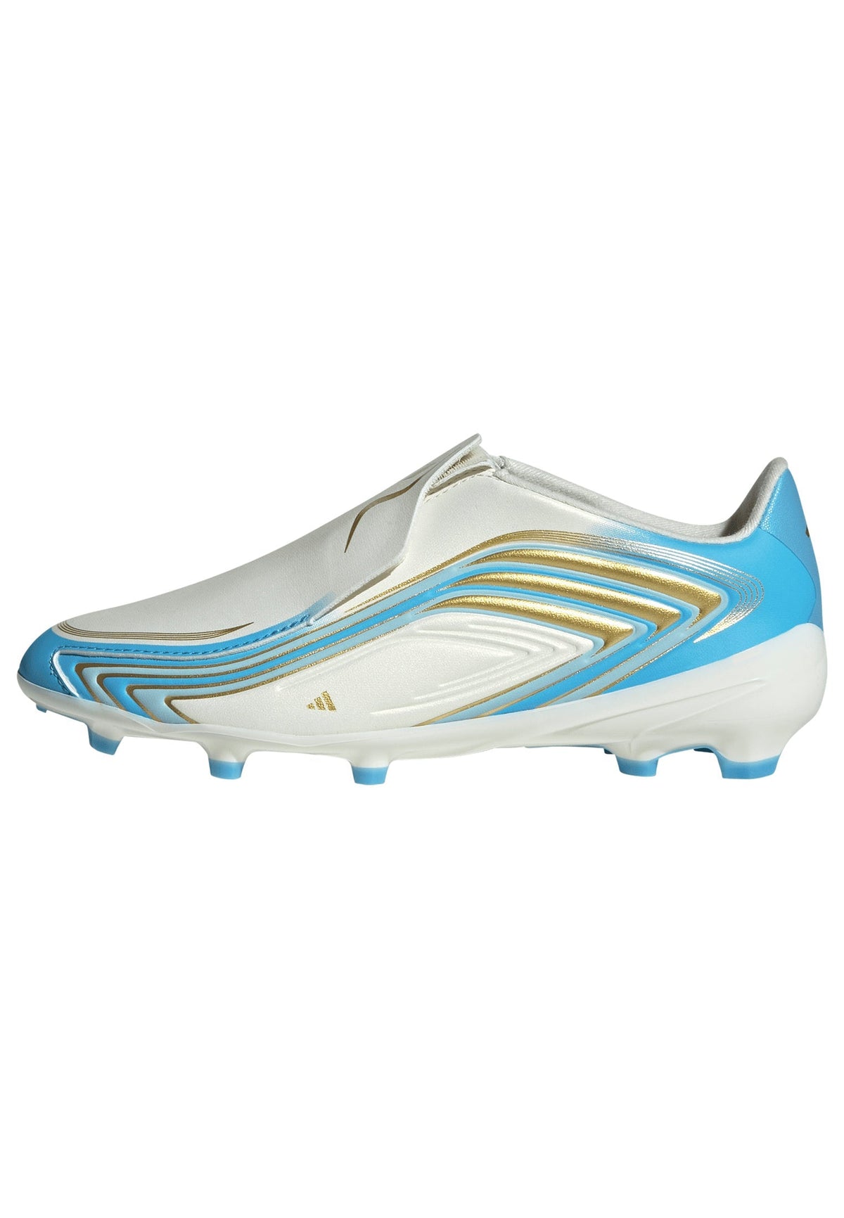 2026 New Arrival adidas F50 Messi League Laceless FG Firm Ground Youth Soccer Cleats - Ivory/Blue wholesalehk.shop