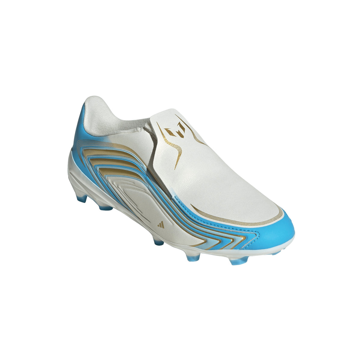 2026 New Arrival adidas F50 Messi League Laceless FG Firm Ground Youth Soccer Cleats - Ivory/Blue wholesalehk.shop
