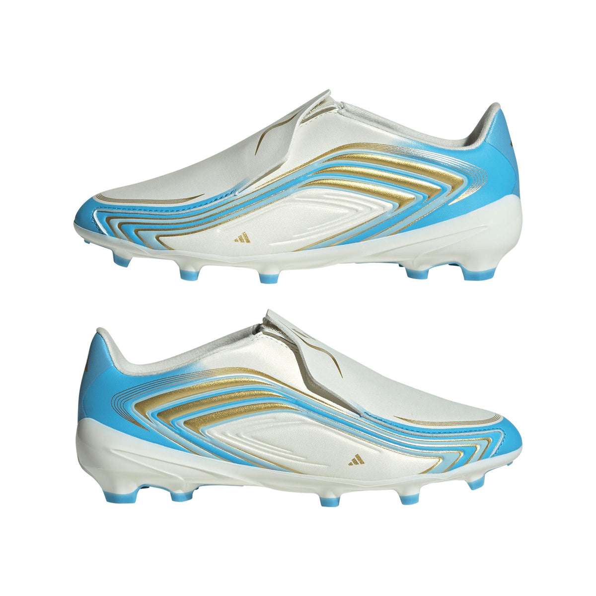2026 New Arrival adidas F50 Messi League Laceless FG Firm Ground Youth Soccer Cleats - Ivory/Blue wholesalehk.shop
