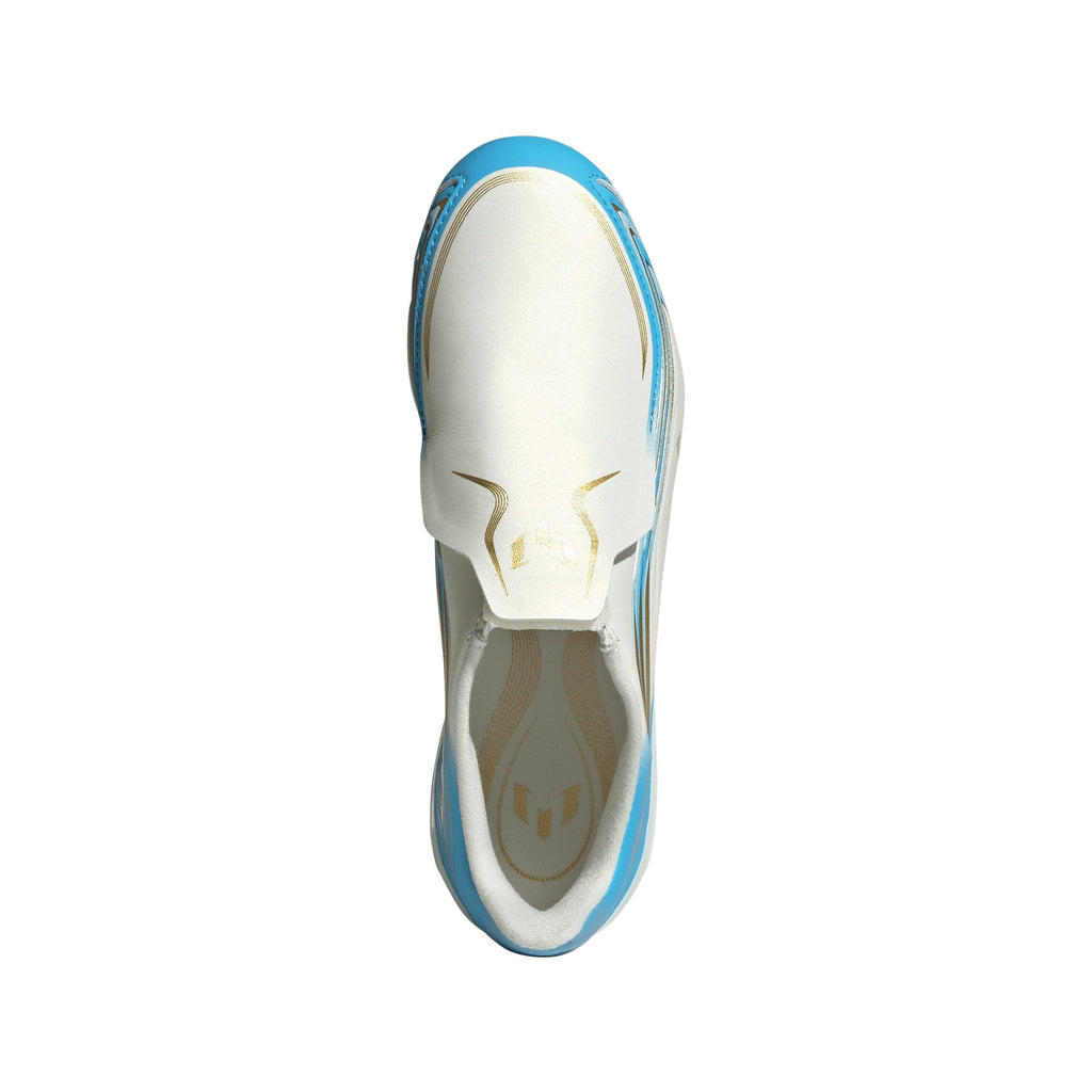2026 New Arrival adidas F50 Messi League Laceless FG Firm Ground Youth Soccer Cleats - Ivory/Blue wholesalehk.shop