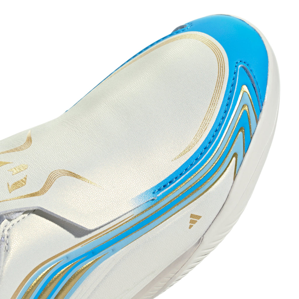 2026 New Arrival adidas F50 Messi League Laceless IN Indoor Youth Soccer Shoes - Ivory/Blue wholesalehk.shop