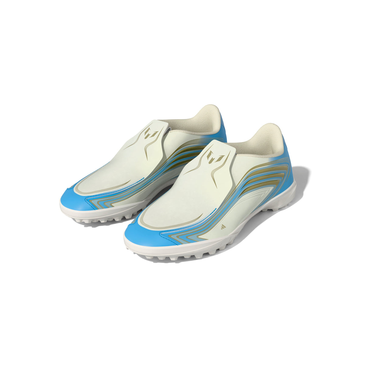 2026 New Arrival adidas F50 Messi League Laceless TF Turf Youth Soccer Cleats - Ivory/Blue wholesalehk.shop