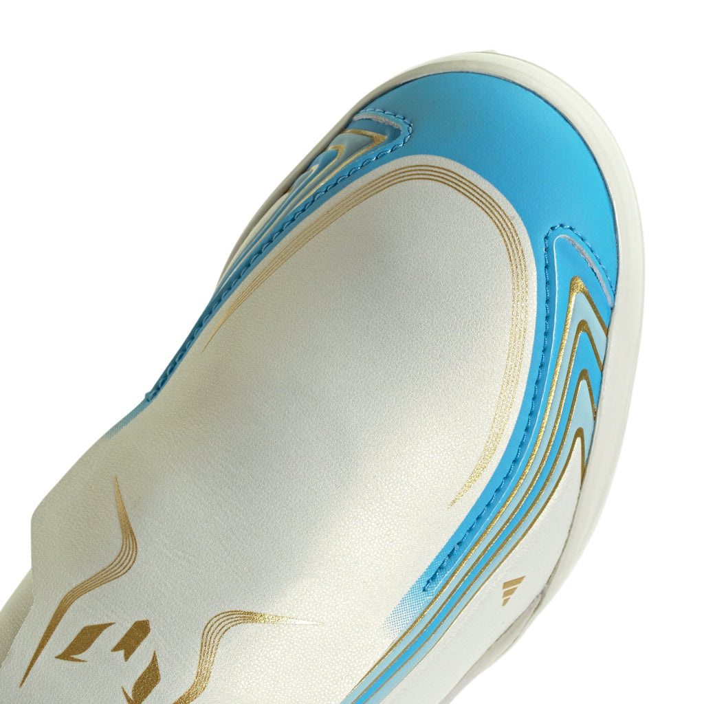 2026 New Arrival adidas F50 Messi League Laceless TF Turf Youth Soccer Cleats - Ivory/Blue wholesalehk.shop