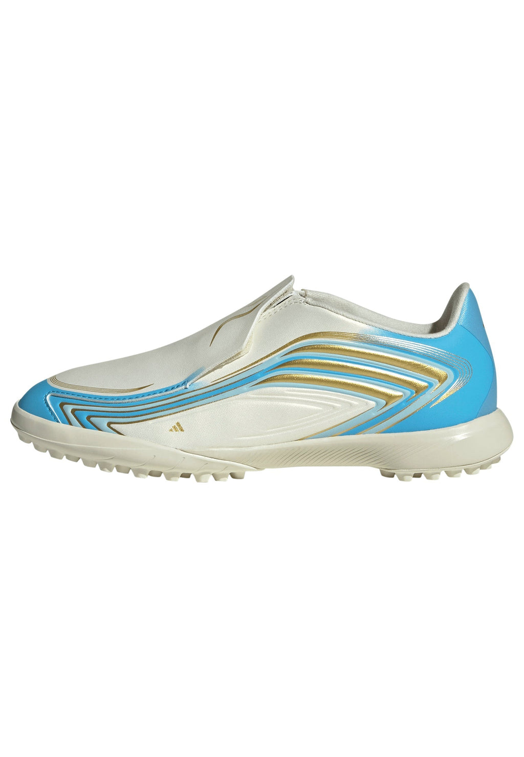 2026 New Arrival adidas F50 Messi League Laceless TF Turf Youth Soccer Cleats - Ivory/Blue wholesalehk.shop