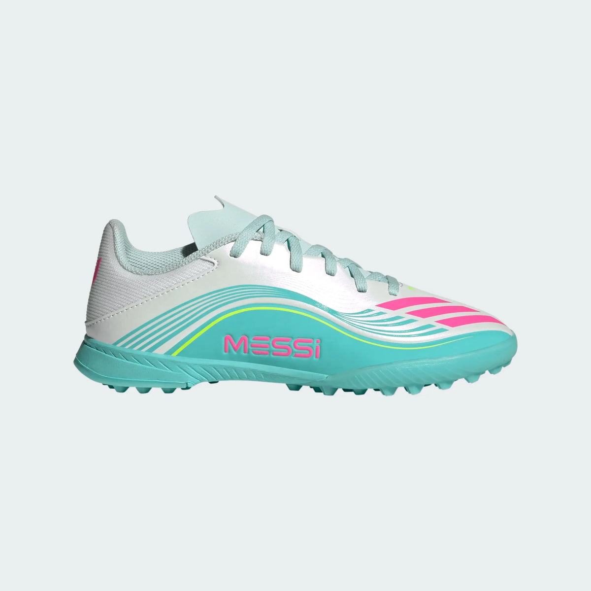 2026 New Arrival adidas F50 Messi League TF Turf Youth Soccer Cleats - White/Pink/Aqua wholesalehk.shop