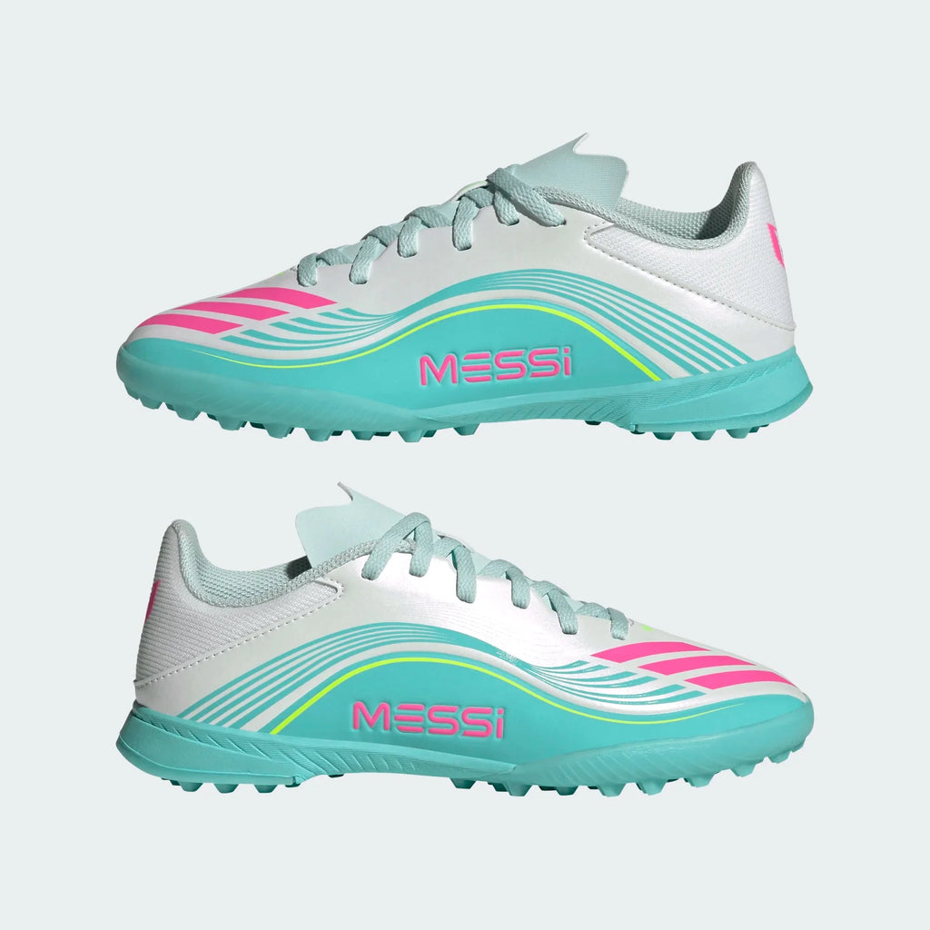 2026 New Arrival adidas F50 Messi League TF Turf Youth Soccer Cleats - White/Pink/Aqua wholesalehk.shop