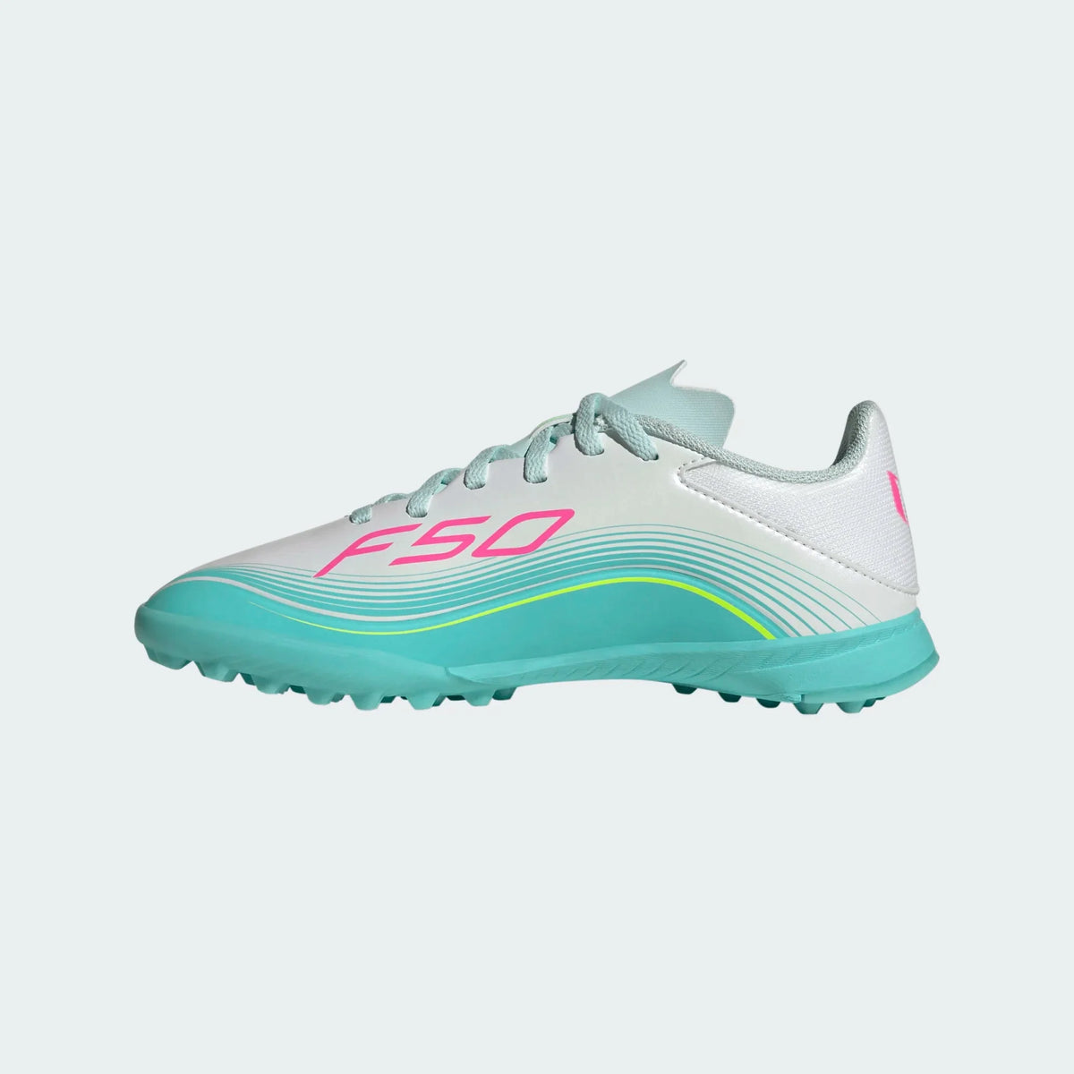 2026 New Arrival adidas F50 Messi League TF Turf Youth Soccer Cleats - White/Pink/Aqua wholesalehk.shop