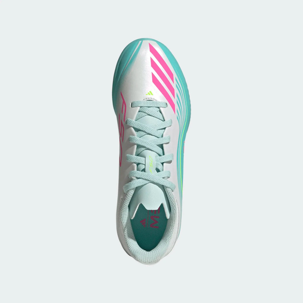 2026 New Arrival adidas F50 Messi League TF Turf Youth Soccer Cleats - White/Pink/Aqua wholesalehk.shop