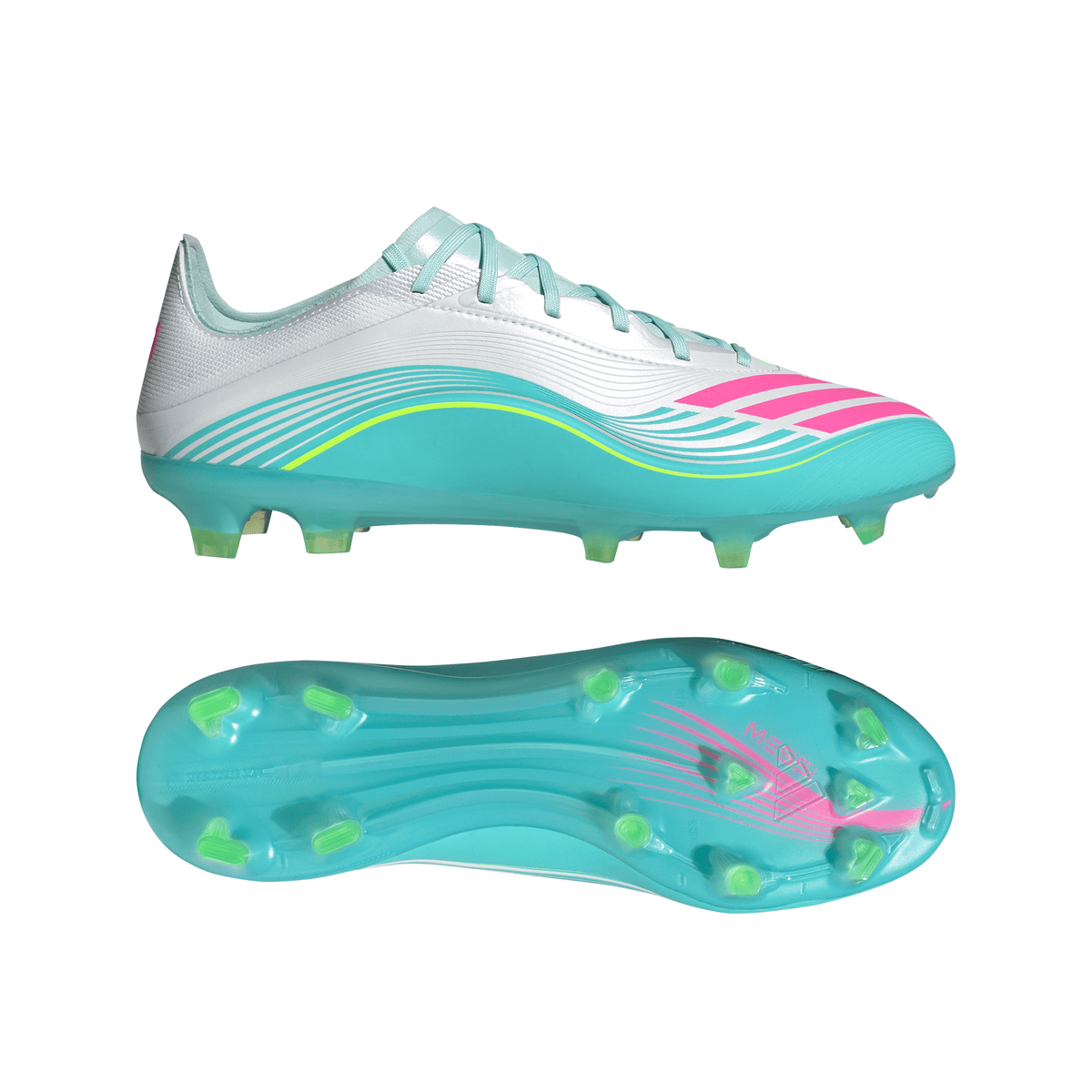 2026 New Arrival adidas F50 Messi Pro FG Firm Ground Men's Soccer Cleats - White/Pink/Aqua wholesalehk.shop