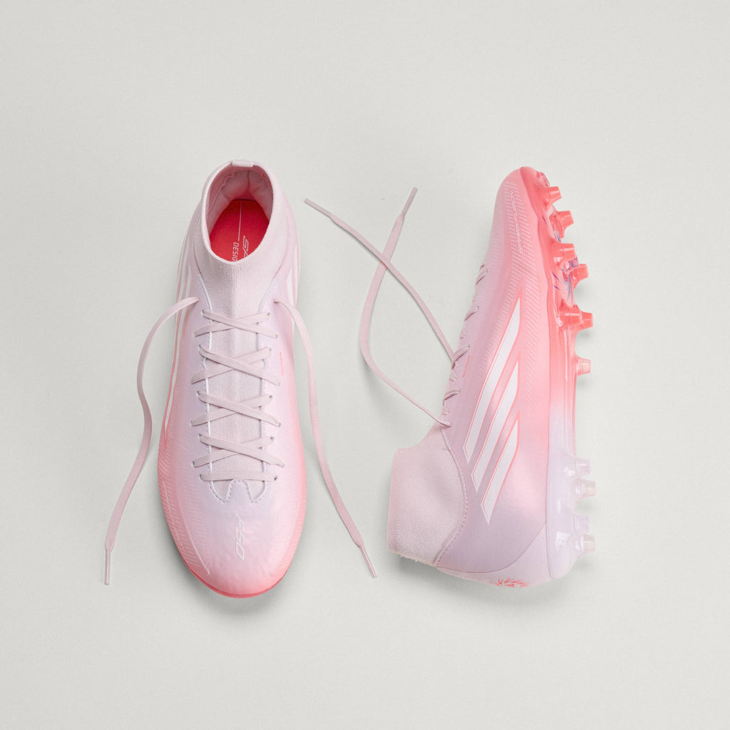 2026 New Arrival adidas F50 Sparkfusion League Mid Cut FG/AG Firm Ground/Artificial Ground Women's Soccer Cleats - Solar Turbo/White wholesalehk.shop
