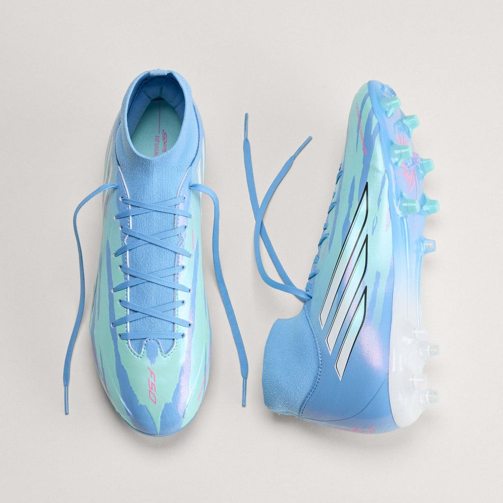 2026 New Arrival adidas F50 Sparkfusion League Mid Cut Firm Ground / Artificial Gras Men's Soccer Cleats - White/Pink wholesalehk.shop