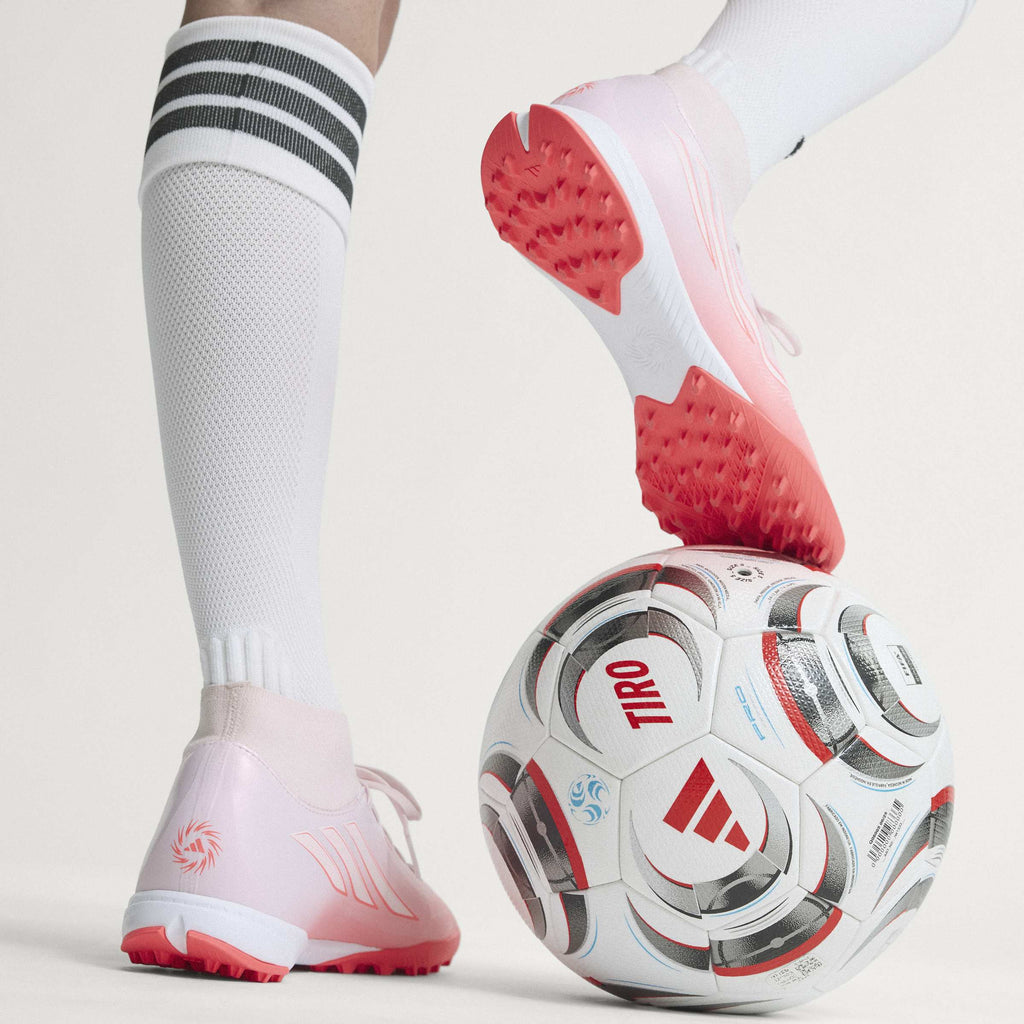 2026 New Arrival adidas F50 Sparkfusion League Mid Cut TF Turf Women's Soccer Cleats - Solar Turbo/White wholesalehk.shop