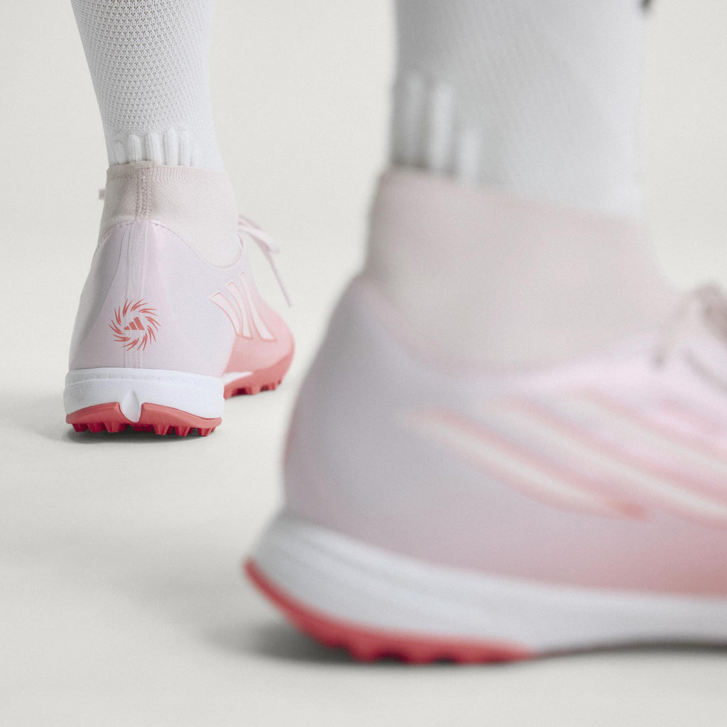 2026 New Arrival adidas F50 Sparkfusion League Mid Cut TF Turf Women's Soccer Cleats - Solar Turbo/White wholesalehk.shop