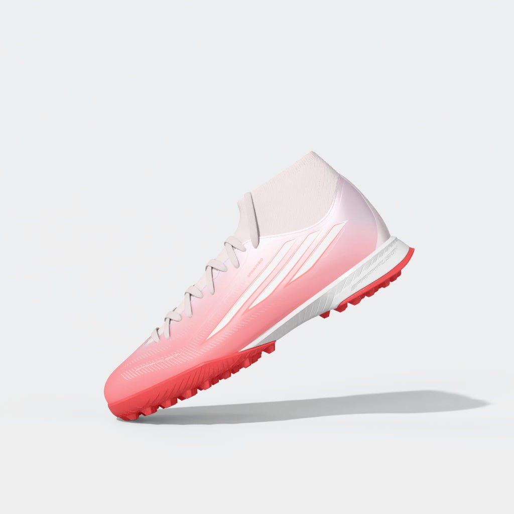 2026 New Arrival adidas F50 Sparkfusion League Mid Cut TF Turf Women's Soccer Cleats - Solar Turbo/White wholesalehk.shop