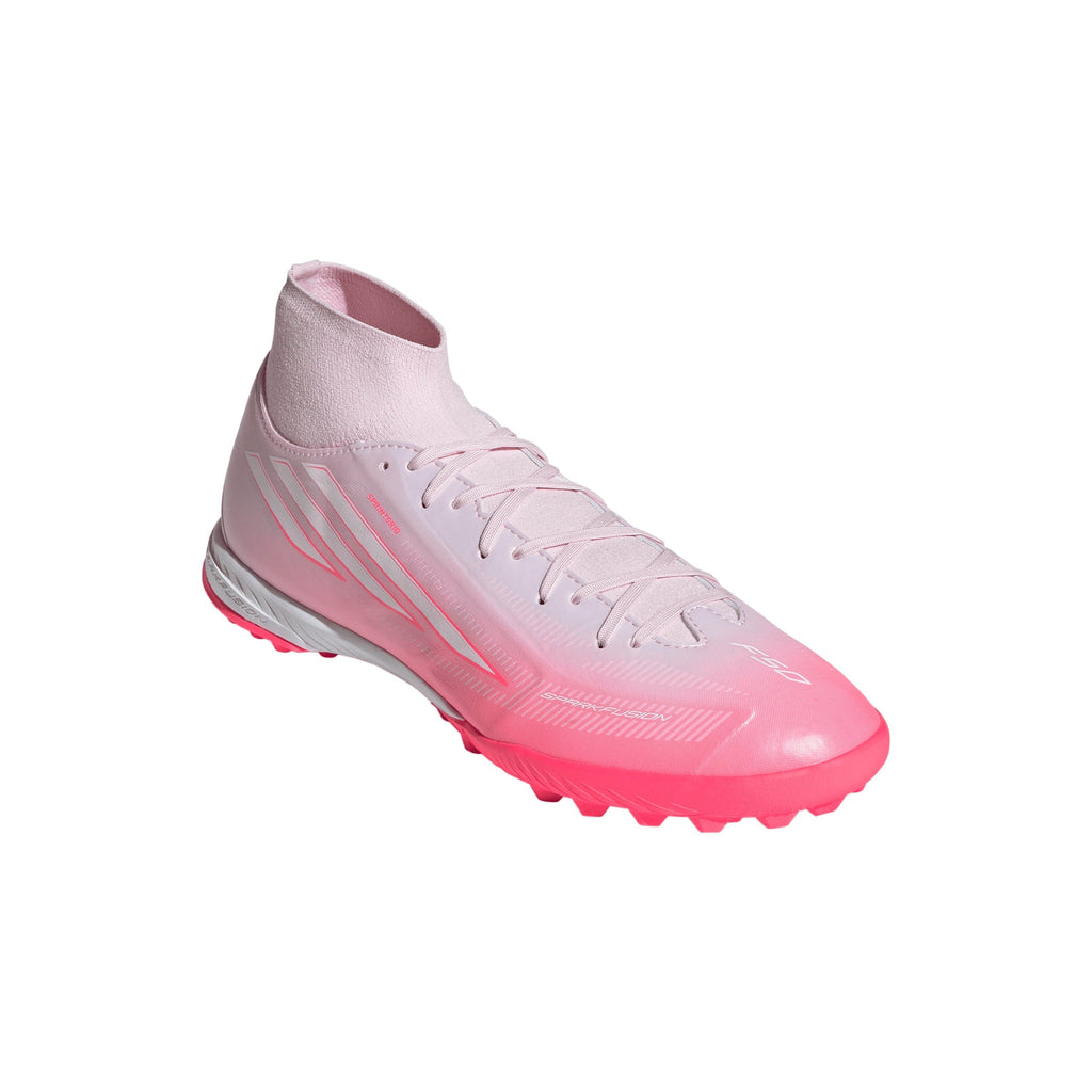 2026 New Arrival adidas F50 Sparkfusion League Mid Cut TF Turf Women's Soccer Cleats - Solar Turbo/White wholesalehk.shop
