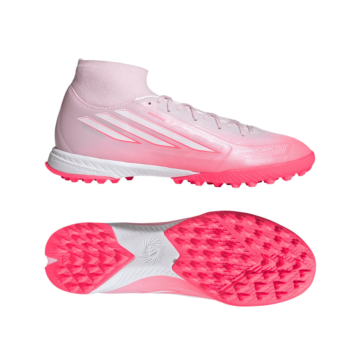 2026 New Arrival adidas F50 Sparkfusion League Mid Cut TF Turf Women's Soccer Cleats - Solar Turbo/White wholesalehk.shop
