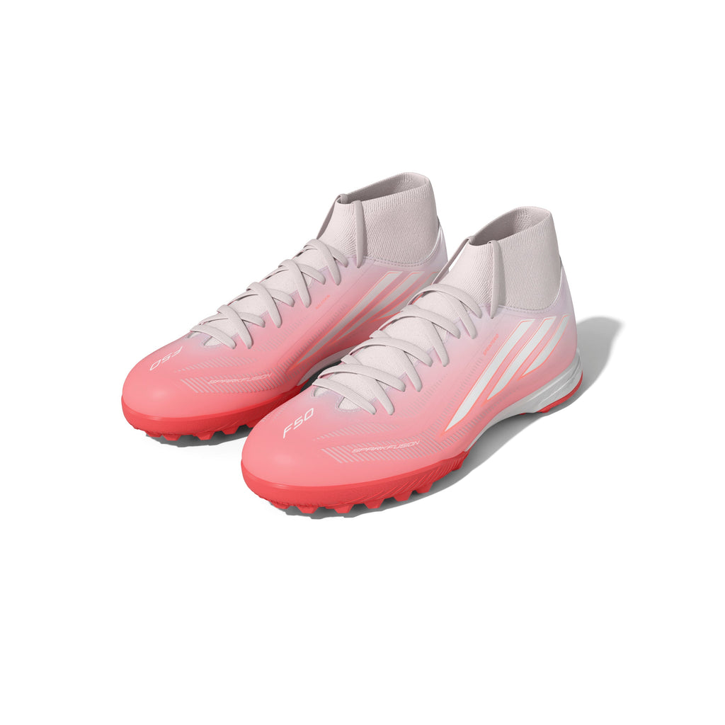 2026 New Arrival adidas F50 Sparkfusion League Mid Cut TF Turf Women's Soccer Cleats - Solar Turbo/White wholesalehk.shop
