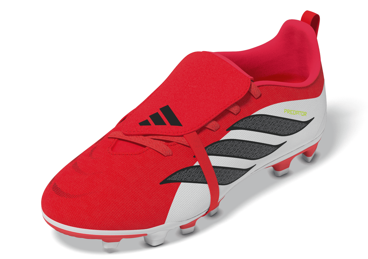2026 New Arrival adidas Predator Club Fold-Over Tongue Elastic Laces FG/MG Youth Soccer Cleats - Red/Black/White wholesalehk.shop