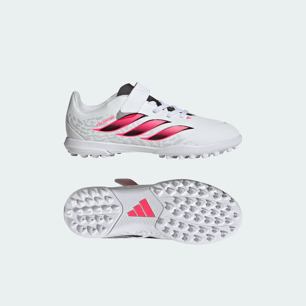 2026 New Arrival adidas Predator Club Hook & Loop Turf Youth Soccer Cleats - White/Black wholesalehk.shop