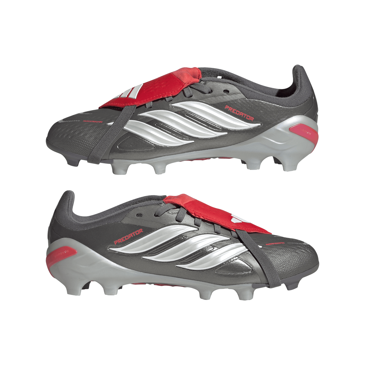 2026 New Arrival adidas Predator Elite Fold-Over Tongue FG Youth Soccer Cleats - Grey/Red wholesalehk.shop