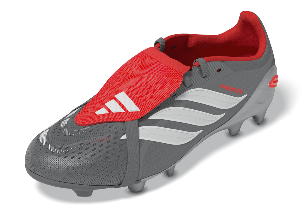 2026 New Arrival adidas Predator Elite Fold-Over Tongue FG Youth Soccer Cleats - Grey/Red wholesalehk.shop
