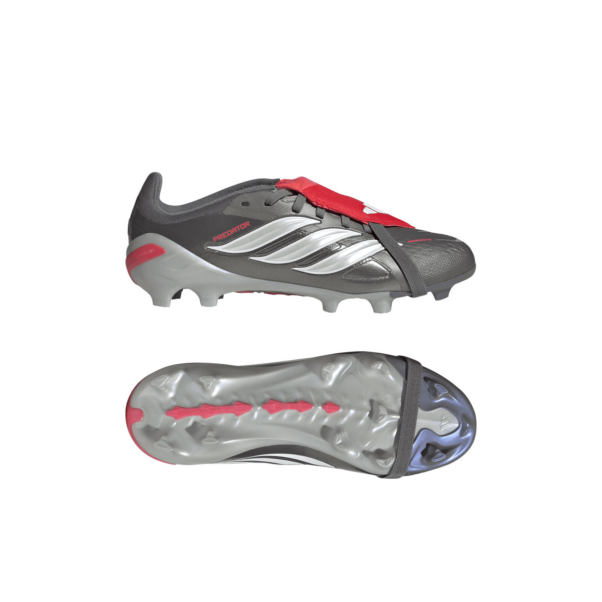 2026 New Arrival adidas Predator Elite Fold-Over Tongue FG Youth Soccer Cleats - Grey/Red wholesalehk.shop