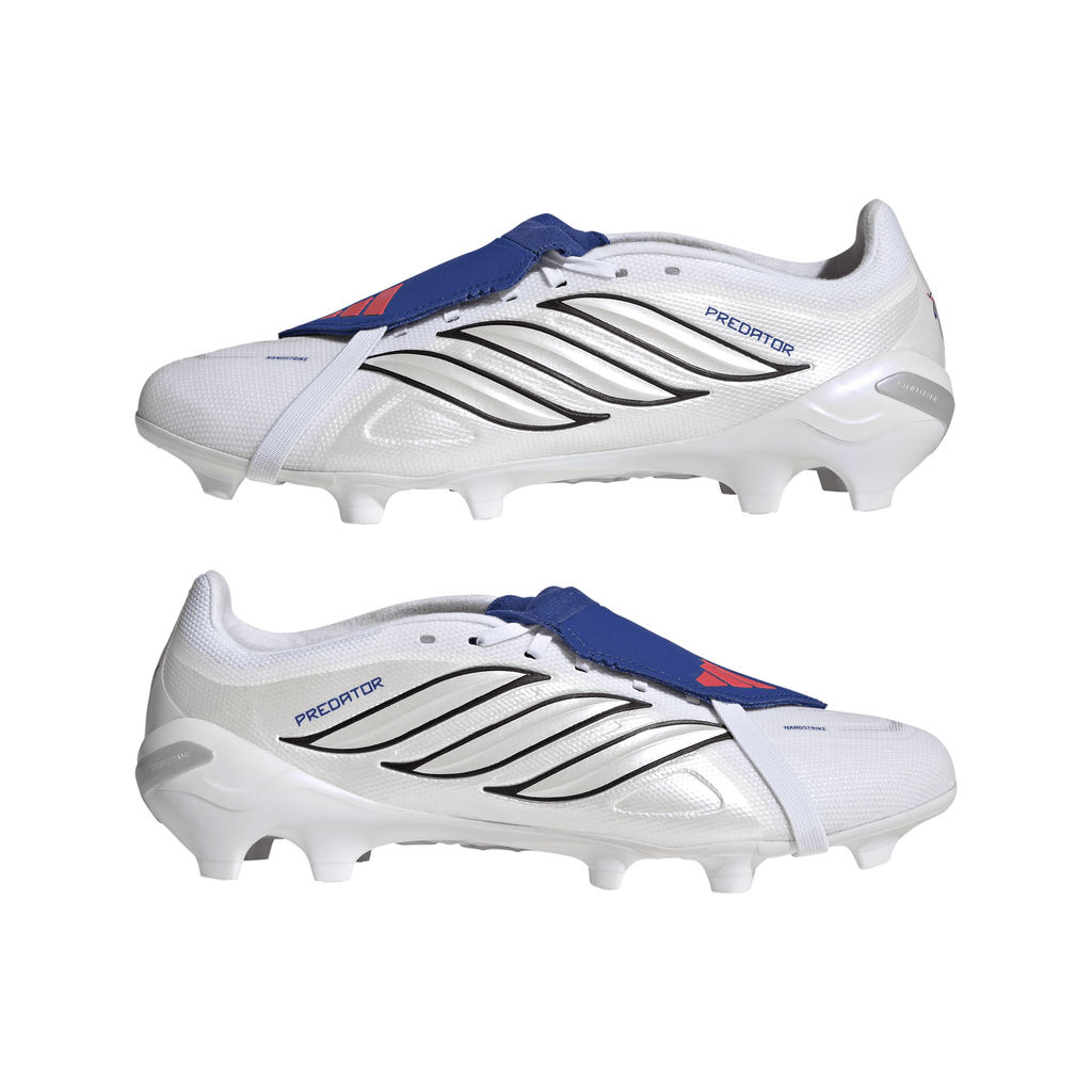 2026 New Arrival adidas Predator League Fold-Over Tongue FG Firm Ground Men's Soccer Cleats - White/Zero Metallic/Blue wholesalehk.shop