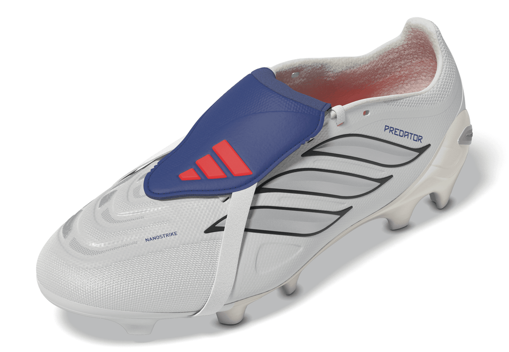 2026 New Arrival adidas Predator League Fold-Over Tongue FG Firm Ground Men's Soccer Cleats - White/Zero Metallic/Blue wholesalehk.shop