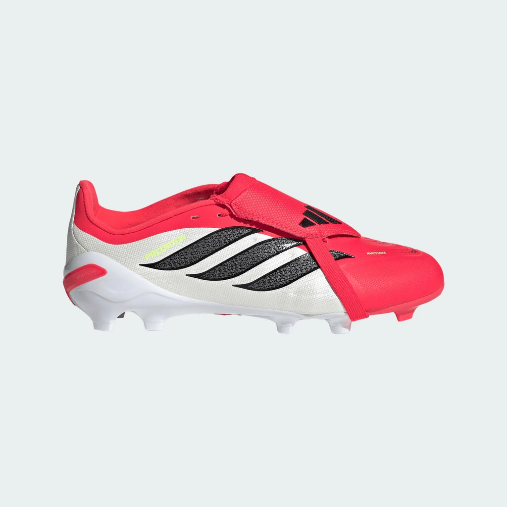 2026 New Arrival adidas Predator League Fold-Over Tongue FG Firm Ground Youth Soccer Cleats - Lucid Red/Black wholesalehk.shop