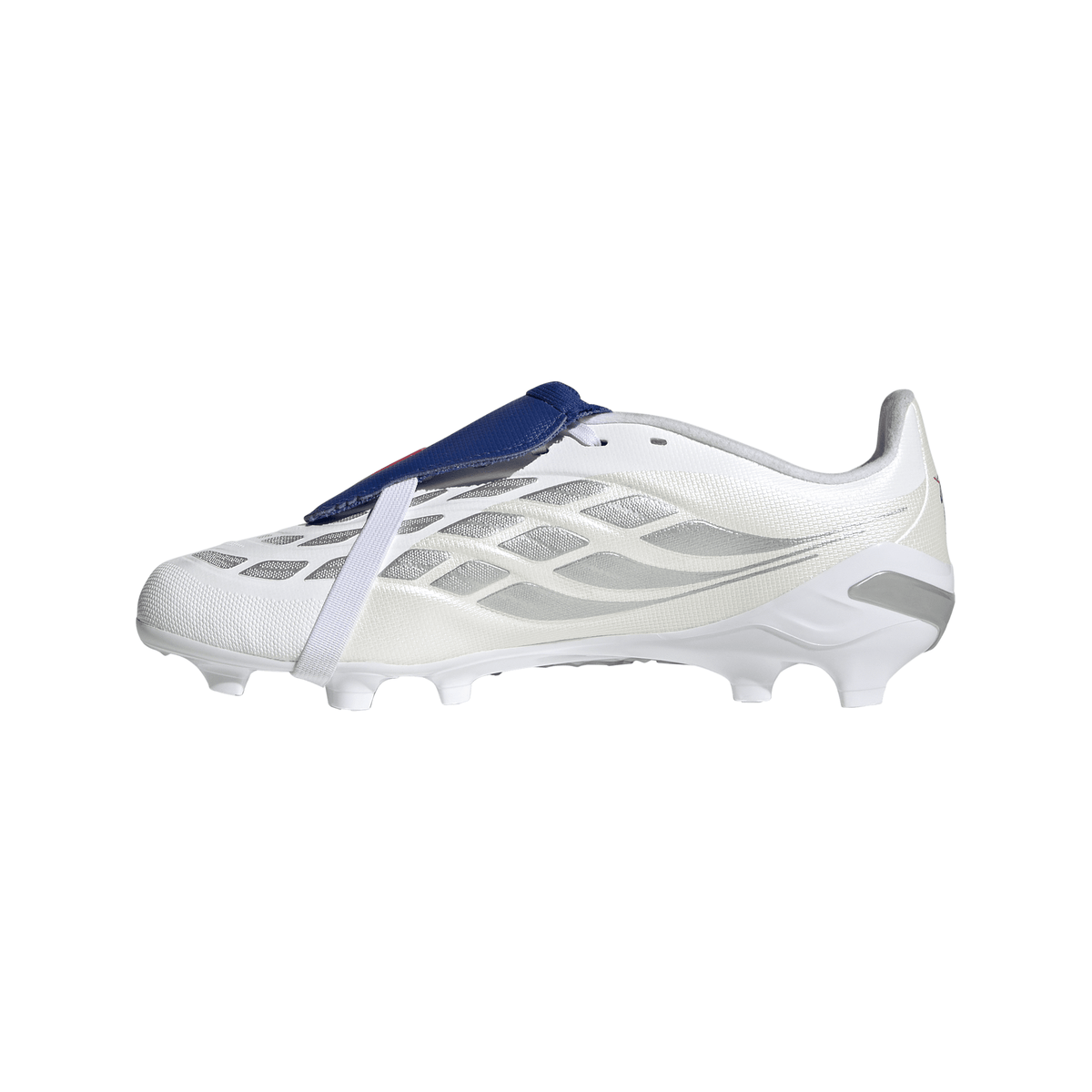 2026 New Arrival adidas Predator League Fold-Over Tongue FG Firm Ground Youth Soccer Cleats - White/Zero Metallic/Blue wholesalehk.shop