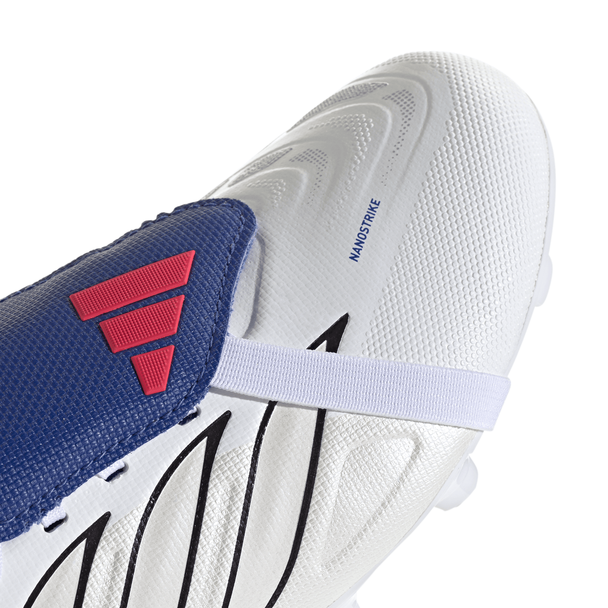 2026 New Arrival adidas Predator League Fold-Over Tongue FG Firm Ground Youth Soccer Cleats - White/Zero Metallic/Blue wholesalehk.shop